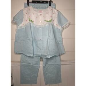 Lady Weldon New Vintage 2-Pc Blue Pajama Set (65 Poly/35 Cotton) Size 36 Medium